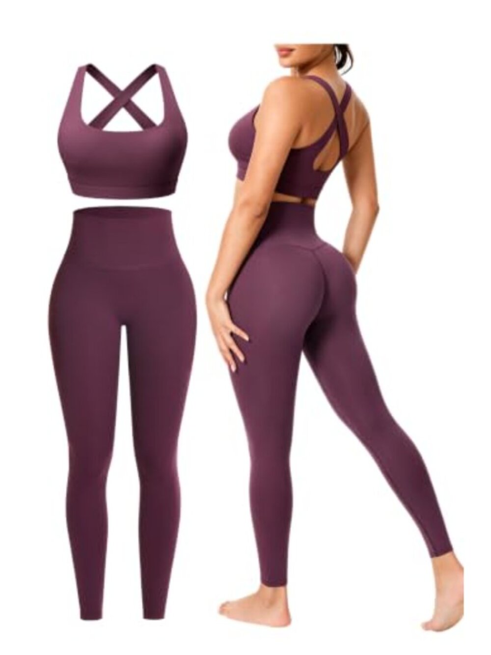 Seamless Yoga Set High-Waisted Leggings Padded Sports Bra 2 Piece